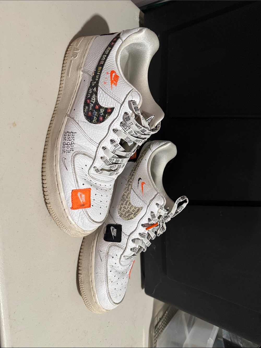 Nike Kids White Sneakers with Orange Accents